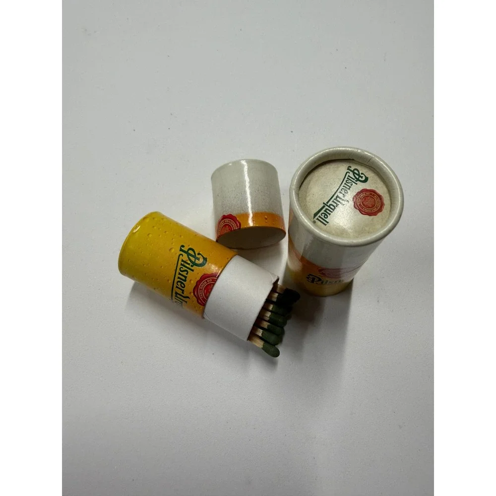 Pilsner Urquell Beer Tap Shield Brass Enamel Bell & Match Containers Set